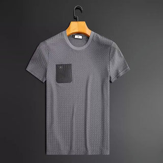 Anti-Wrinkle Houndstooth Jacquard Slim-fit Short Sleeve Men Phosgene