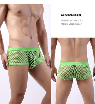 Fishnet Men's Underwear Large Mesh U Convex Transparent Cutout Shorts - Phosgene