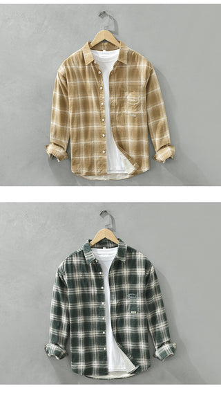 Artistic All-match Loose Comfortable Casual Plaid Long Sleeve Shirt Phosgene