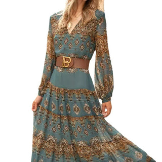 Ethnic Style Pattern Printing Large Swing Dress - Phosgene