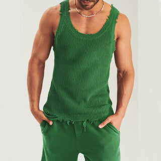 Men's Two-piece Knitted Sleeveless Tank Top Shorts Phosgene