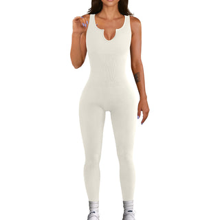 Women Sleeveless Vest Jumpsuit High Elastic Thread - Phosgene