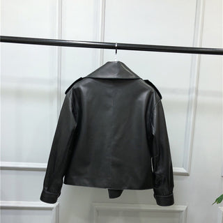 Women's Short Loose Small Leather Jacket - Phosgene