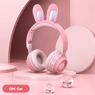 Rabbit Ear Headphones Wireless Luminous Extendable Wheat Headphones - Phosgene