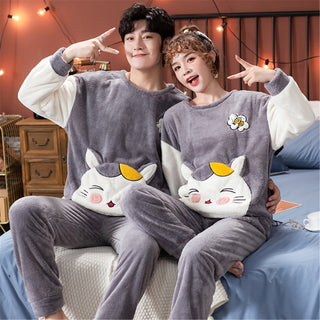 Velvet Couple Pajamas Korean Style Thickened Warmth - Phosgene