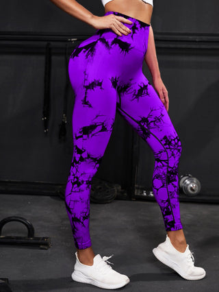 Tie Dyed High Waisted And Hip Lifting Fitness Pants Phosgene