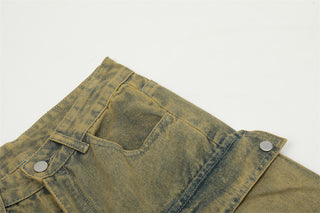 Make Old Ripped Cargo Jeans Men's Dyeing Phosgene