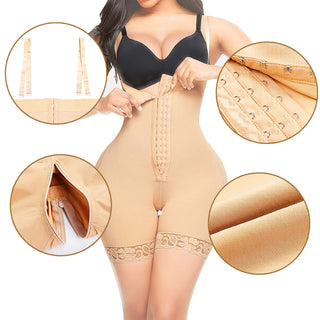 High Waisted Body Pants Crotch Zipper Tummy Lifting Pants Waist Trimming Shapewear Bodysuit Enhancement - Phosgene