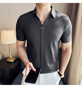 Men's Thin Waffle Short-sleeved Polo Shirt Phosgene