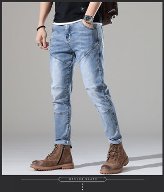 Men's Light-colored Elastic Stitching Embroidered Jeans Phosgene