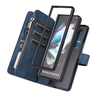 Z Fold 4 Mobile Phone Leather Case Multifunctional Zipper Wallet Case - Phosgene