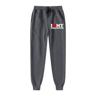 I LOVE MY GIRLFRIEND Letter Print Casual Sweatpants - Phosgene