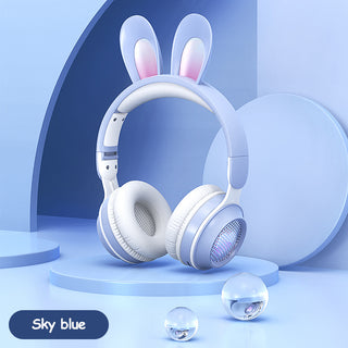 Rabbit Ear Headphones Wireless Luminous Extendable Wheat Headphones - Phosgene