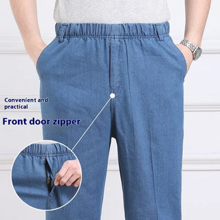 Middle-aged And Elderly Men's Casual Loose High Waist Jeans Phosgene