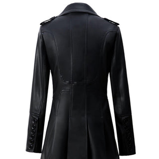 Mid-length Leather Wind Coat Women's Large Swing Coat - Phosgene