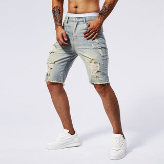 Leisure Ripped Slim Fit Denim Shorts Phosgene