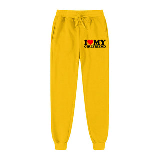 I LOVE MY GIRLFRIEND Letter Print Casual Sweatpants - Phosgene