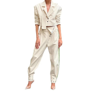 Solid Color Fashion Lapel Short Temperament Trousers Suit Phosgene