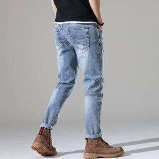 Men's Light-colored Elastic Stitching Embroidered Jeans Phosgene