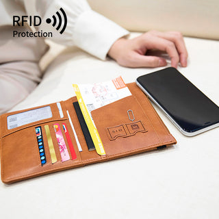 Multifunctional Passport Document Bag Ultra-thin RFID Passport Wallet - Phosgene