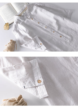 Summer Cropped Sleeves Cotton Linen Linen Shirt For Men Phosgene