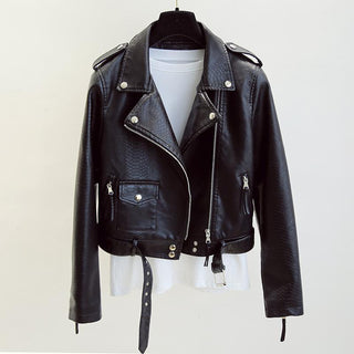 Women's Short Leather Jacket Spring And Autumn - Phosgene