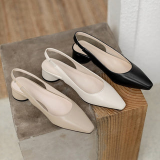 Pointed Toe Slingback Baotou Simple Low Heel Women's Shoes - Phosgene