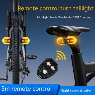 Bicycle USB Charging Wireless Remote Control Steering Taillight Detachable Night Riding Warning Cycling Fixture - Phosgene