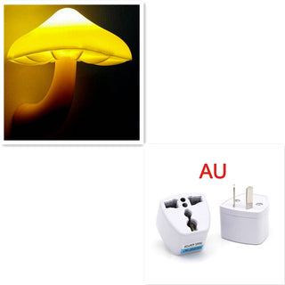 LED Night Light Mushroom Wall Socket Lamp EU US Plug Warm White Light-control Sensor Bedroom Light Home Decoration - Phosgene