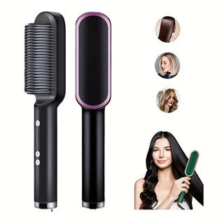 2-in-1 Electric Hair Straightener Brush Hot Comb Adjustment Heat Styling Curler Anti-Scald Comb, 2-in-1 Styling Tool For Long-Lasting Curls And Straight Hair - Phosgene