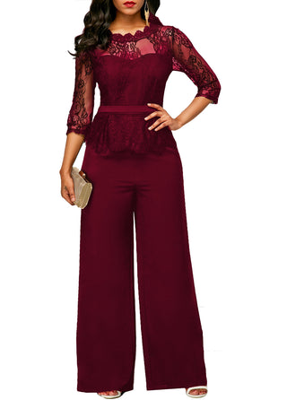 Straight Women's High Waist Lace Jumpsuit New - Phosgene