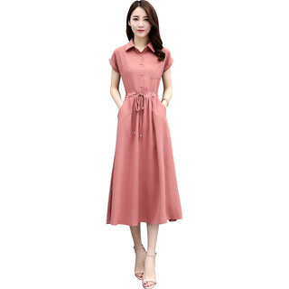 Waist-tight Slimming Elegant Long Dress Casual Polo Shirt Skirt - Phosgene