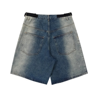 Fashion Inkjet Gradient Denim Shorts Men Phosgene