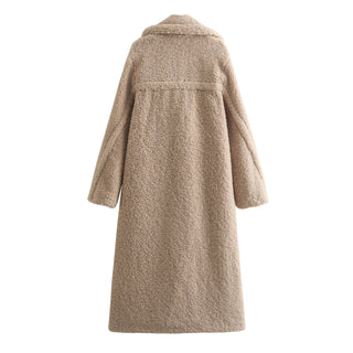 Autumn New European And American Style Fleece Double Row Ornament Loose Overcoat Coat - Phosgene