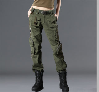 Women's Casual Straight Leg High Waisted Loose Fitting Workwear Pants - Phosgene