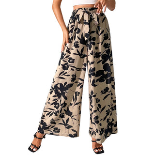 Summer New Fashion Lace-up High Waist Wide Leg Pants - Phosgene