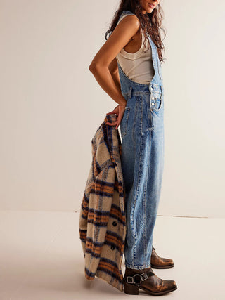 Casual Loose Denim Overalls - Phosgene