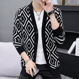 European Goods High-end Knitted Cardigan Sweater For Men - Phosgene