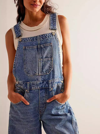 Casual Loose Denim Overalls - Phosgene