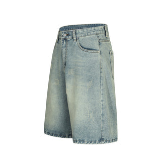 Retro Ripped Distressed Denim Shorts For Men Phosgene