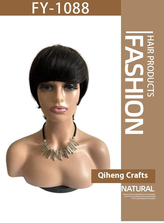 Short Straight Wig Women's Short Hair Head Cover Real Human Hair - Phosgene