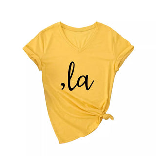 Letter V-neck T-shirt Simple Women - Phosgene