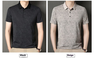 Men's Ice Silk Cool Printing Stylish Versatile Casual Short Sleeve Phosgene