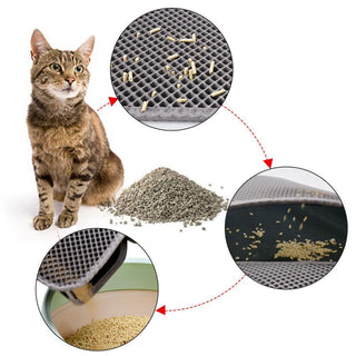 Kitty Cat Litter Mat Trapping Honeycomb Double Layer Design Waterproof Double Layer EVA Cat Litter Pad Waterproof Non-slip Sand Basin Filter Kitten Dog Washable Mattress - Phosgene