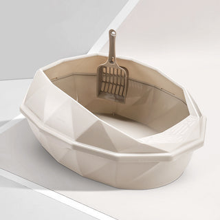 Plastic Anti-sputtering Diamond-shaped Semi-enclosed Cat Litter Box - Phosgene