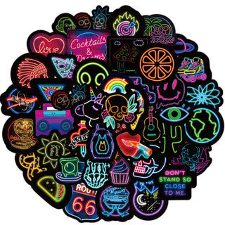 50 Neon Graffiti Stickers Decorative Waterproof Stickers - Phosgene