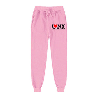 I LOVE MY GIRLFRIEND Letter Print Casual Sweatpants - Phosgene