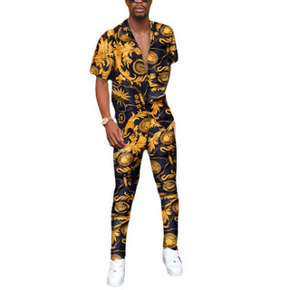 Printed Men's Short-sleeve Shirts Casual Pants Men's Suit Phosgene