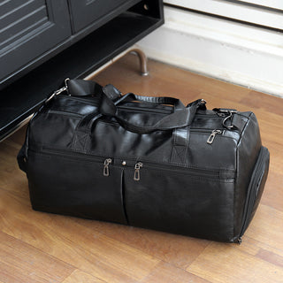 Large Capacity PU Leather Travel Bag Men Black Can Be Hung And Pulled - Phosgene