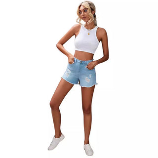 European And American Fashion Wash High Waist Jeans Women's Summer New Slim Wear Casual Short Shorts Phosgene